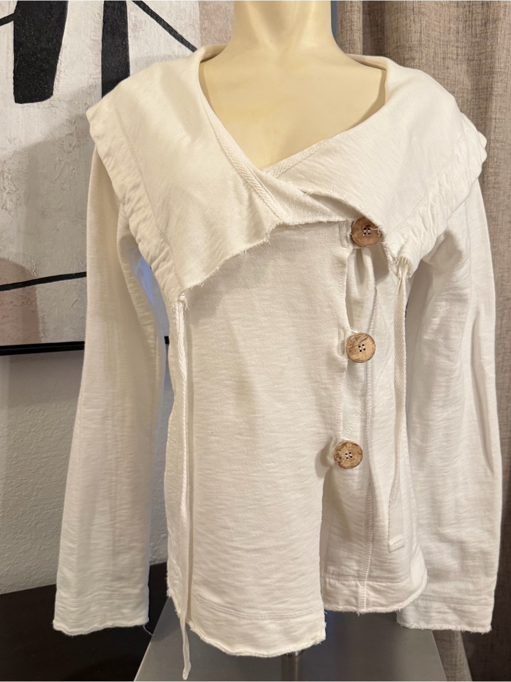 Lucky Brand White 100% Cotton Top With Shawl